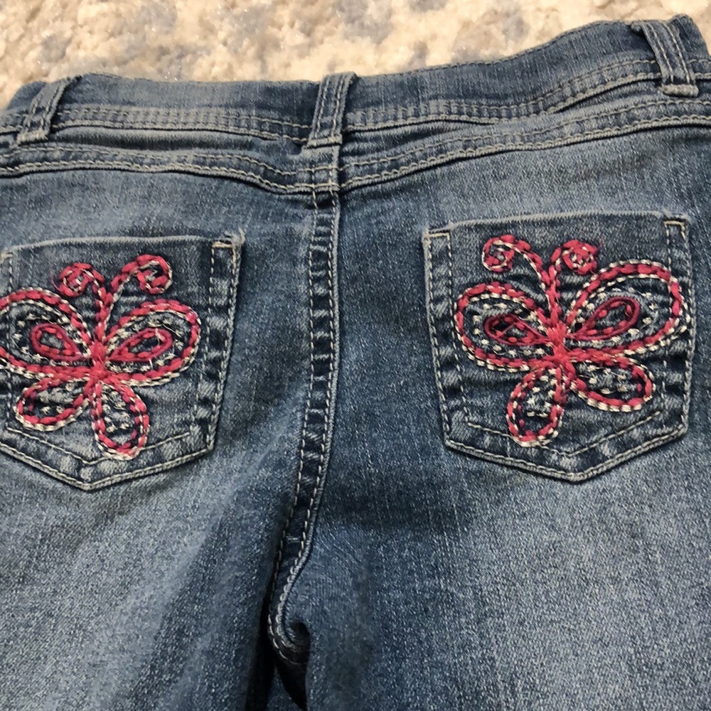 Toddler denim jeans with embroidered butterflies